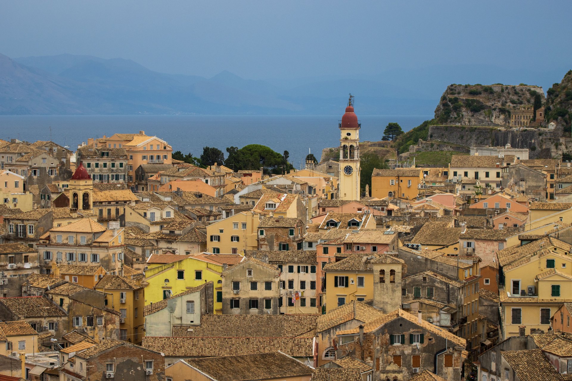 Aerial view of Corfu Old Town